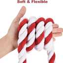 PATIKIL 1 Inch x 50 Feet Natural Twisted Cotton Rope 3 Strand Strong Thick Cotton Rope Tug of War Rope for Railings Crafts Games Home Decor, Red White
