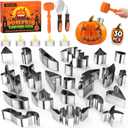 Pumpkin Carving Kit Tools: 30PCS Pumpkin Carving Tools Set includes 22 Stainless Steel Stencils & Hammer & Spoon & Carve Knife & Candles - 2025 Halloween Gifts for Kids Safe DIY Decorating Kit
