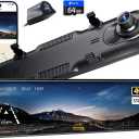 Pelsee S12 Pro Mirror Dash Cam with STARVIS 2 Sensor, Rear View Mirror Camera 5.8GHz WiFi, 4K Front and 1080P Rear Backup Camera for Car, ADAS &BSD, Voice Control, Color Night Vision, 64G Meomory Card