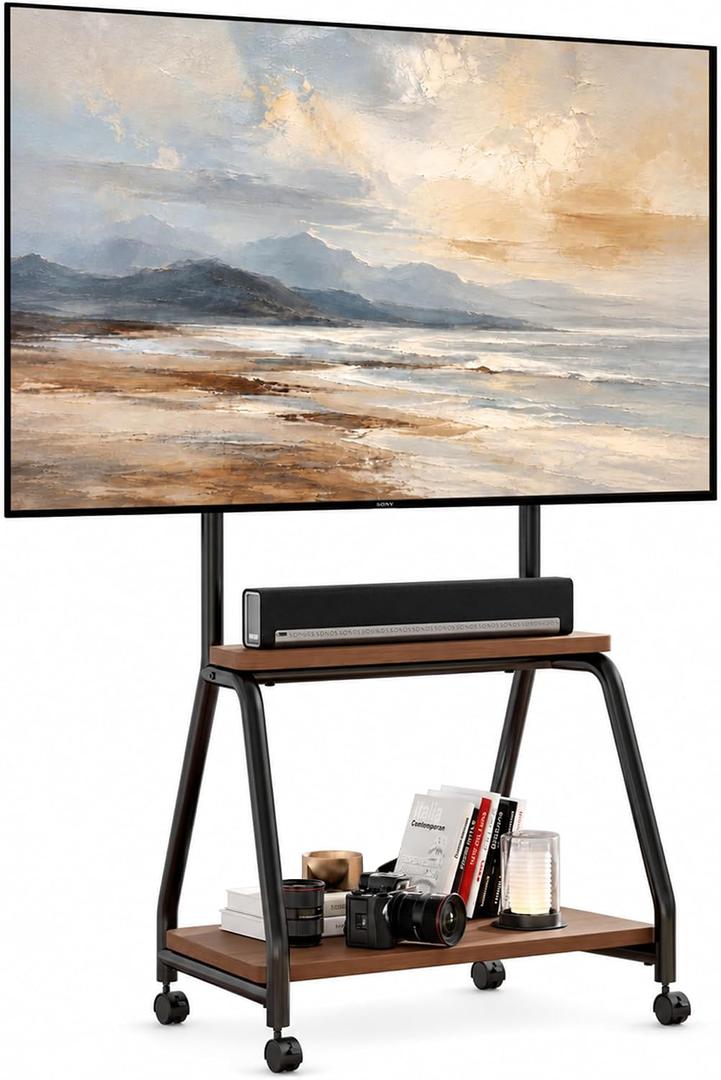 Mobile TV Stand with Wheels, Rolling Easel TV Cart for 32"-65" TVs