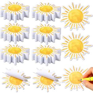 Eersida 24pcs Bohemian Sun Sticky Notes Self Adhesive First Trip Around The Sun Yellow Sticky Notepads Bulletin Board Decor for Office Classroom Party Bulletin Board Wall Chalkboard Home Wedding Decor