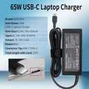 Universal 65W USB C Laptop Charger Type C Chromebook Charger Compatible with HP Laptop/Envy; Dell Latitude; Lenovo ThinkPad/Yoga and More Chromebook Type C Power Cord Supply Computer Fast-Charging