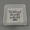 Jewelry Tray Ceramic Trinket Dish Ring Funny Birthday Gifts for Women Unique New Job Spiritual Congratulations Gift Best Friend Mom Friendship Office Decor,She Believed She Could So She Did