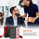 Leather Wallet Card Holder, Phone Card Holder with RFID Blocking ID Window for iPhone Android Phones & Cases (Black)