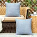 MIULEE Outdoor Waterproof Throw Pillow Covers Decorative Farmhouse Water Resistant Cushion Covers for Tent Patio Garden Couch Sofa Pack of 2, 18x18 Inch Light Blue