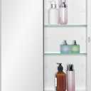 IDYLLOR Bathroom Medicine Cabinet with Beveled Edge Mirrored Door 20 x 26 inch, Recessed or Surface Mount, with Adjustable Glass Shelves