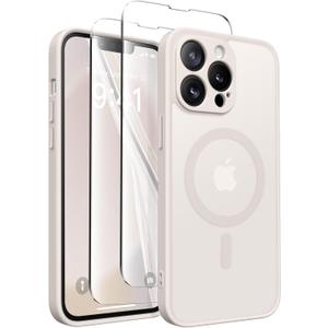 Magnetic for iPhone 13 Pro Case, [Compatible with MagSafe] [Full Camera Protection] Shockproof Protective Slim Translucent Matte Phone Case for iPhone 13 Pro 6.1'', Stone