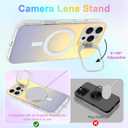 Cute Case for iPhone 16 Pro Case with Stand for Women Girls Men [Compatible with Magsafe] Aesthetic Glitter Sparkly Bling Magnetic Phone Cover with Camera Lens Kickstand, Iridescent White