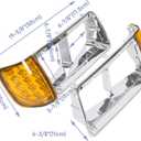 HECASA Headlight Bezel W/Led Compatible With 1989-2002 Freightliner FLD120 Turn Signal Light Lamp 3 Wires Replacement for A06-20738-000 A06-20738-001