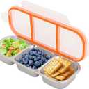 Xorim Stainless Steel Snack Containers, Reusable Stainless Steel Snack Box, 3 Compartments, Divided Food Storage Containers for School, Home and Travel, White Lid