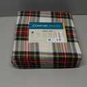 Comfort Spaces Cotton Flannel Sheets Twin Size, Ultra Soft Flannel Sheet Set with 12" Elastic Pocket , Plain Print Warm Flannel Bedding, Scottish Plaid Red 3 Piece