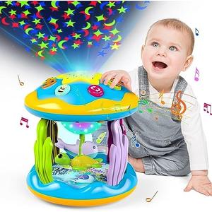 Baby Toys 6 to 12 Months, 4 in 1 Musical Rotating Projector, Tummy Time Light Up Infant Toys for 6-9 12-18 Months, Learning Toy Birthday Gifts for Baby Toddlers 1 2 3 Years Old Boys & Girls