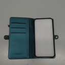 Defencase for iPhone 12/ Pro Magnetic Wallet Case Compatible with Magsafe with RFID Blocking Zipper Strap Card Holder for Women, PU Leather Detachable Case for iPhone 12 & 12 Pro 6.1 inch, Blue Green