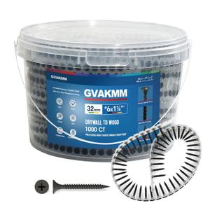 #61-1/4 inch Drywall to Wood Collated Screw 1000 Count,Collated Black Wood,Drywall,Sheetrock Screw