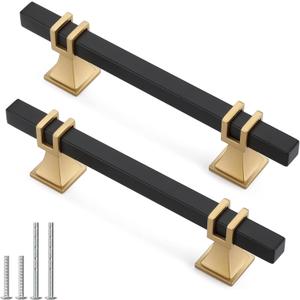 10 Pack 3-3/4 Inch Black and Gold Cabinet Pulls Black and Gold Cabinet Handles Kitchen Cabinet Handles Dresser Drawer Pulls Kitchen Cabinet Hardware