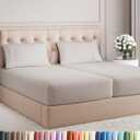 Split King Size 5 Piece Sheet Set - Comfy Breathable & Cooling Bed Sheets Set - Hotel Luxury Bedding for Women, Men, Kids, Teens, Boys & Girls - Deep Pockets and Wrinkle Free - Oeko-Tex - Light Grey