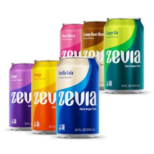 Zevia Zero Sugar Soda, Rainbow Variety Pack, 12 oz Cans (24-Pack)  Naturally Sweetened, Non-GMO Project Verified, Gluten-Free, Vegan