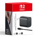 65W Switch 2 Charger - GaN3 AC Power Adapter for Nintendo Switch/OLED/Lite & Steam Deck/OLED, 6.6FT(2M) USB-C Cable, Original Quality, Supports 4K TV Mode, PD3.0 Fast Charger for ROG Ally, Galaxy, PSP