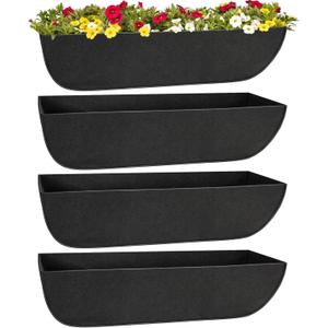 Riare 4 Pack 36 Inch Black Fabric Window Box Liners- Felt Square Trough Planter Basket Liners Replacement, Non-Woven Hanging Flower Plant Box Liner for Outdoor Plants Garden Fence- Avoid Birds Nesting
