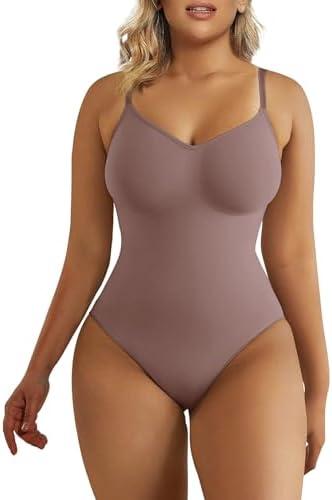 SHAPERX Women's Shapewear Bodysuit Tummy Control Body Shaper Seamless Sculpting Snatched Waist Body Suit S/M