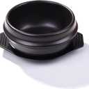 Korean Cooking Korean Stone Bowl By Whitenesser, Stone Pot Sizzling Hot Pot for Bibimbap and Soup (Medium, No Lid) - Premium Ceramic with Melamine Tray(38.5 Ounce) (16cm)