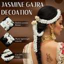 Wavwavw 2 Pcs Indian Hair Accessories Artificial White Jasmine Flowers Garland Gajra for Women, Idols, Photo Frames, Dance Competitions