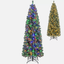 9 Modes LED Pre-Lit Blue Artificial Slim Pencil Christmas Tree - 195cm