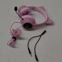 Cat Ear Gaming Headphones Wired AUX 3.5mm with LED Light, VIGROS Flashing Stereo Game Headphones Surround Sound Over-Ear Headsets with Microphone Fit Kids & Adult for PC, PS4, Switch, Mobile, Laptop (Pink)