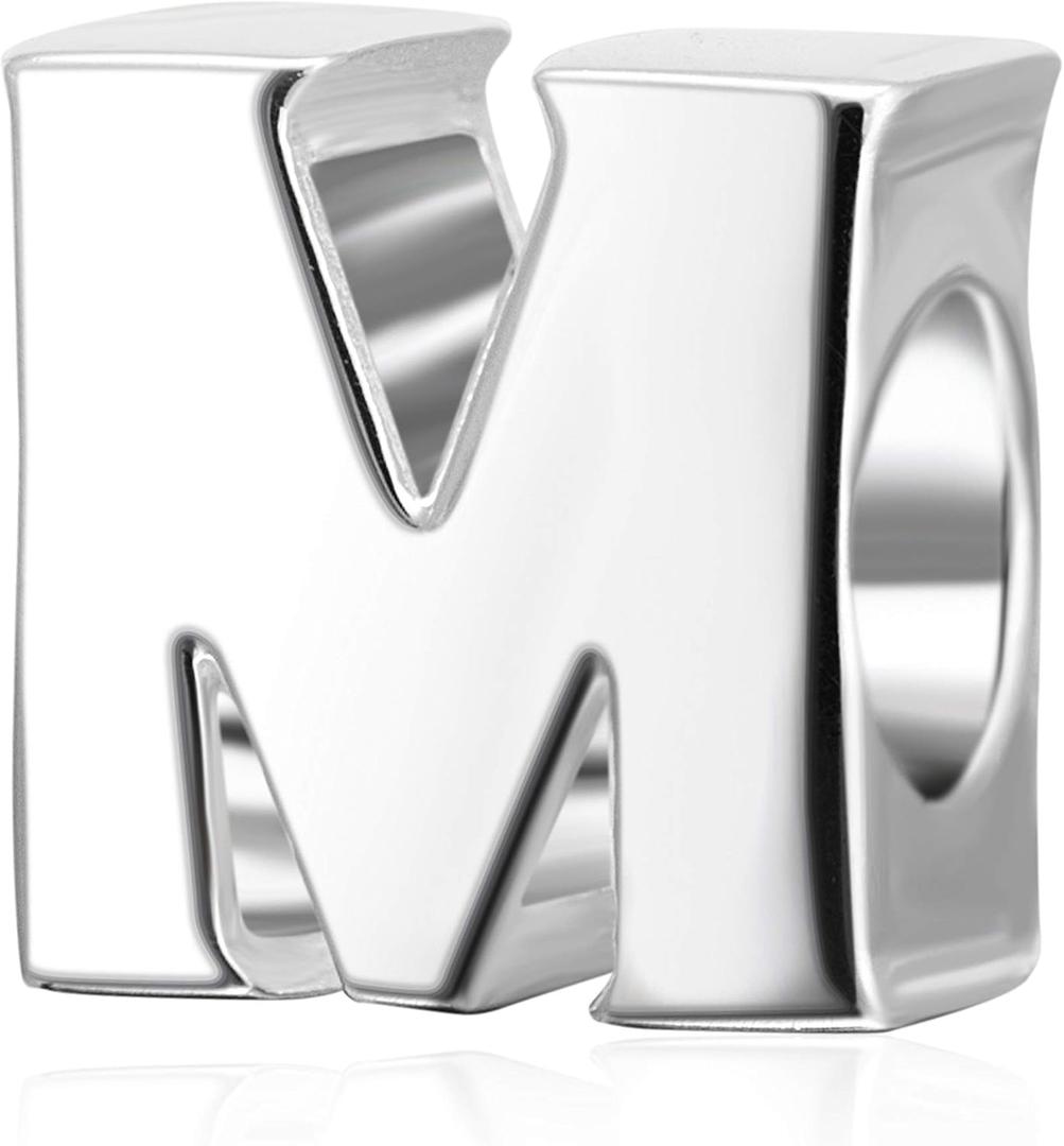 925 Sterling Silver Alphabet Letter Charms fit Pandora Style Bracelets Intital A-Z Beads for Wife Mom Women Christmas Gift