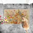 Artoid Mode Rabbit Bunny Eggs Flowers Basket Easter Doormat, Home Decor Low-Profile Switch Rug Door Mat Floor Mat for Indoor Outdoor 17x29 Inch