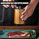 Acacia Wood Salt and Pepper Grinder Mills Sets, Wooden Shakers with Adjustable Ceramic Core, Classic Manual Salt Grinder Refillable Pepper Mill Set with a Gear Crank System for kitchen Spice