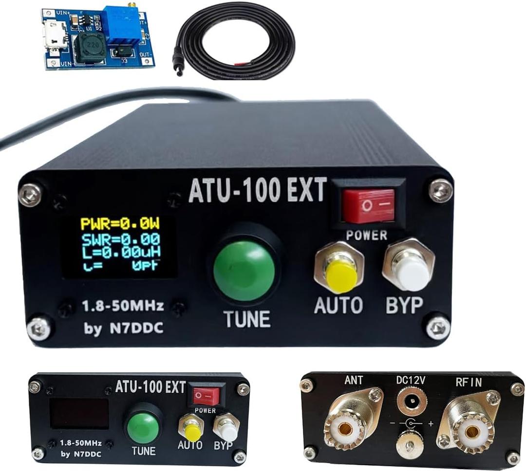 Malahit ATU-100 EXT Antenna Tuner 1.8-50MHz atu100 by N7DDC 7x7 0.96 Inch OLED 3.2 Firmware Programmed with Housing Assembled Machine with USB CableNo Battery Compatible with Radio Antenna