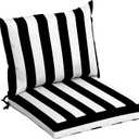 Arden Outdoor Dining Chair Cushion, 21 x 21, Rain-Proof, Fade Resistant 21 x 21, Black Cabana Stripe