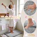 Yimobra Bathroom Rugs Non Slip Washable, Ultra Soft and Water Absorbent Bath Mats, Fluffy Shower Mat Outside, Plush Matts for Bathroom Floor/Sink, 24x17, Home Decor Accessories, Light Gray and White
