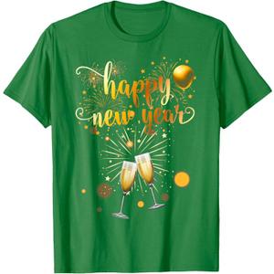 New Years Eve Party Supplies 2026 Happy New Year Fireworks T-Shirt L