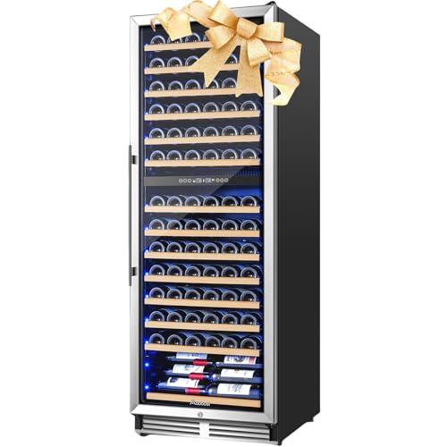 AAOBOSI 24 Inch Dual Zone Wine Fridge, 154 Bottles Large Wine Cooler Refrigerator，40-65°F Wine Refrigerator with Intelligent Temperature Memory，Freestanding Fridge for Home，Restaurant, Club
