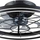 Ceiling Fans with Lights, 3000-6000K Dimmable 20" Low Profile Ceiling Fan with LED Light Remote, Modern Fandelier Flush Mount Ceiling Fan 6 Wind Speeds 3 Color Temperature Change for Bedroom (20"(Model-70), BLK)