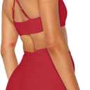 LASLULU Womens Sports Bra Sexy Spaghetti Strap Backless Bra Workout Gym Yoga Bras Tops Padded Sport Bras, XL