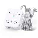 Surge Protector Power Strip - HANYCONY 8 Outlets 4 USB (2 USB C) Charging Ports, Multi Plug Outlet Extender, 5Ft Braided Extension Cord, Flat Plug Wall Mount Desk Charging Station for Home Office ETL