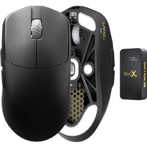 Lamzu Maya X Wireless Gaming Mouse, Ultra Lightweight 47g, Optical Switch, Maximum 30000 DPI, Symmetrical, MCU Nordic 52840, Dust-Proof Encoder, PAW3950 Sensor(Larger Maya) (Black)