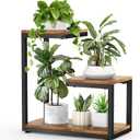 3 Tier Plant Stand Indoor, Thickened Metal Wood Corner Plant Shelf Stands for Multiple Plants, Indoor Tall Plants Stand Tiered Flower Holder for Living Room Patio Garden Balcony(Black+Brown)