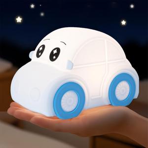 Cute Baby Toddler Car Kids Night Light for Kids, Dimmable+1800mAh Rechargeable+Timer+Portable+Silicone+Squishy, Touch Breastfeeding Bedside Night Lamp, Funny Girls Boy Gifts