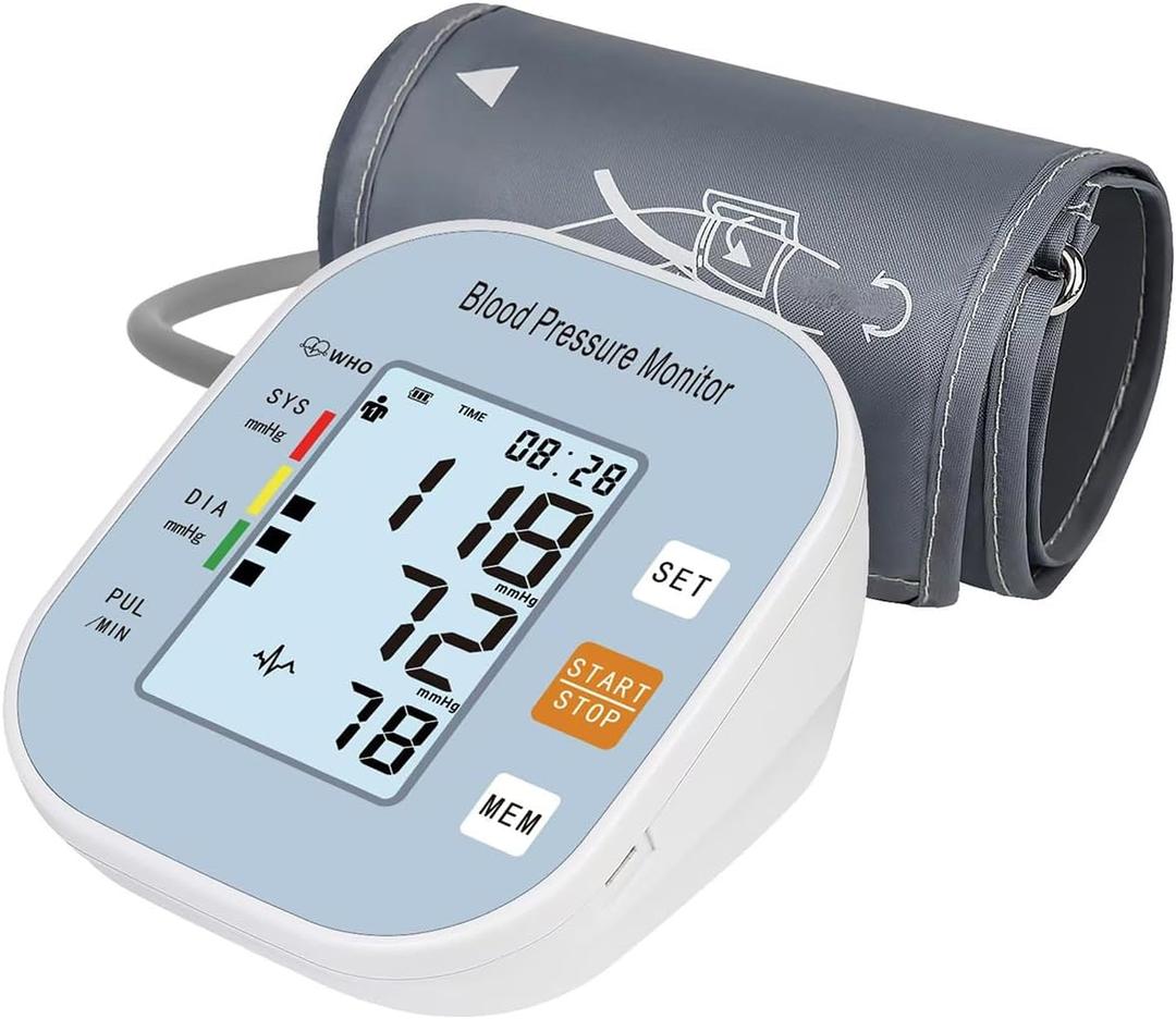 Blood Pressure Monitors for Home Use, Blood Pressure Machine Upper Arm with Large Wide Cuff Automatic Digital BP Machine LCD Screen BSX583 (Light Blue)