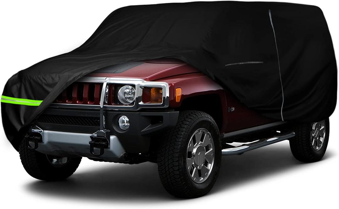 Waterproof Car Cover Replace for Hummer H3 SUV 2005-2008, 420D Oxford Cloth All Weather Classic Car Covers with Zipper Door & Lock for Snow Rain Protection