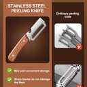 3 x Vegetable Peeler with Wooden Handle and Bottle Opener, 2-in-1 Stainless Steel Kitchen Tool for Fruits, Potatoes, Pumpkins, 2 Pack