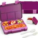 Bento Lunch Box for Kids, 4 Compartments Kids Leak Proof Bento Lunch Boxes Food Containers for School, Travel, On-the-Go Meal, Food Grade, Microwave, Dishwasher Safe Rose Red