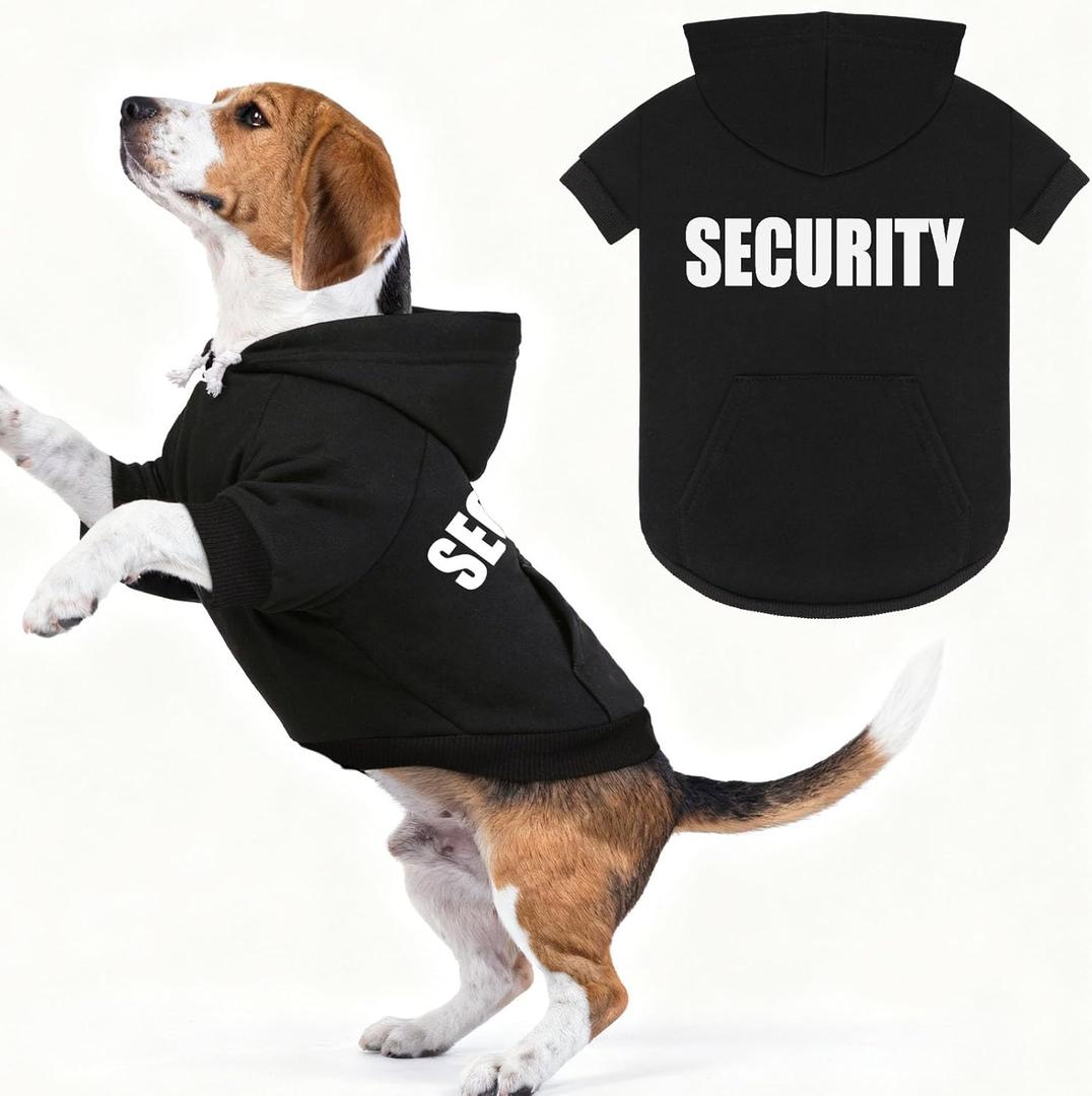 Dog Sweaters,Security Dog Hoodie,Warm Brushed Fleece Sweatshirt with Hood & Pocket,Leash Hole,Cozy Cold Weather Pet Clothes Sweater for Small,Medium,and Large Dogs,XL