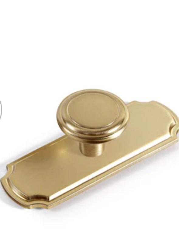 Miaokesen 1-9/64-in Light Brushed Brass (With BackPlate) Novelty Modern Cabinet Knob 6 -Pack