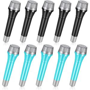 Jerify 10 Pieces Plastic Toy Microphone Set 5.7 Inches Fake Plastic Microphone Toy Pretend Play Karaoke Props for Boys Girls Christmas Halloween Birthday Party Gift Supplies, Black and Blue Colors