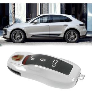 Jaronx Compatible with Porsche Key Fob Cover, Key Cover Shell Case Compatible with Porsche Cayenne Panamera Macan Cayman 911 (Chalk/Light Grey)
